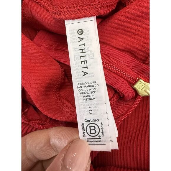 Athleta x Alicia Keys Red Ribbed Goddess Jumpsuit L PowerVita Fabric - Picture 9 of 12